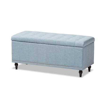 Baxton Studio Kaylee Blue Upholstered Button-Tufting Storage Ottoman Bench 128-7056